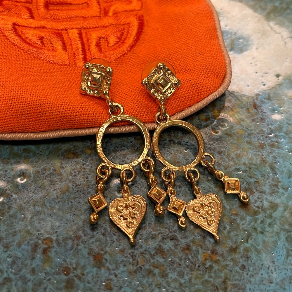 Boho gold dangle earrings